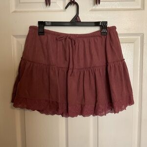 NWT Corduroy Eyelet Lace Trimmed Mauve Mini Skirt